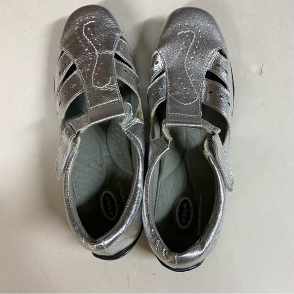 Dr. Scholl's metallic Silver leather Shoes Double Air Pillo Insole Flats 10 - Picture 5 of 10